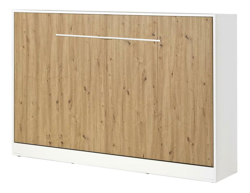 Sklápacia posteľ 120 Perfecto II (biela + dub + biela) (horizontálna) (bez osvetlenia)