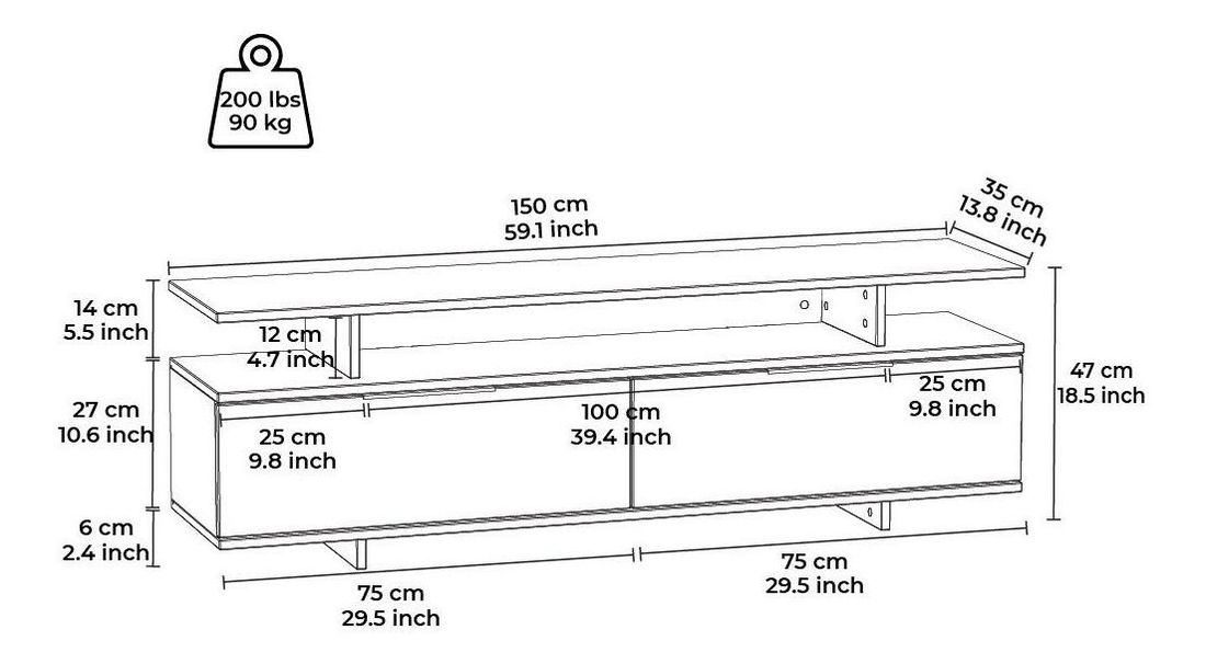 Masă TV/Dulap Dreamies (Gri + Alb + Nuc) 
