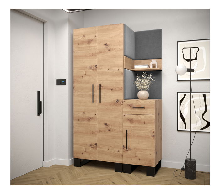 Predsieňová zostava Amanda 6 (dub artisan + tmavosivá)