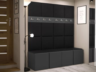 Set za predsoblje V (grafit) (ekokoža Soft 011 (crna))