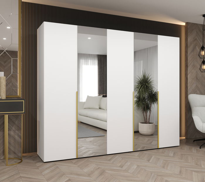 Dulap de haine 250 cm Alice 2 (alb + Auriu)