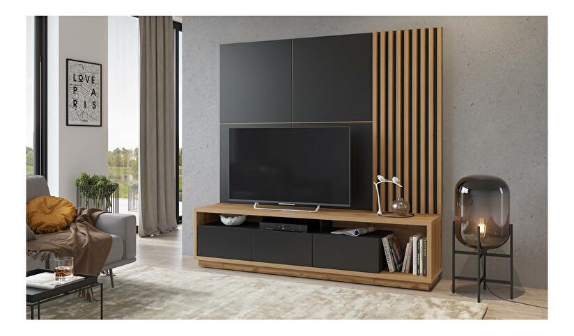 Mobilier living Celcey Typ 09 (Stejar wotan + Negru)