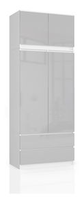 Ormar za garderobu Submarino (bijela + metalik sjaj) (s produžetkom)