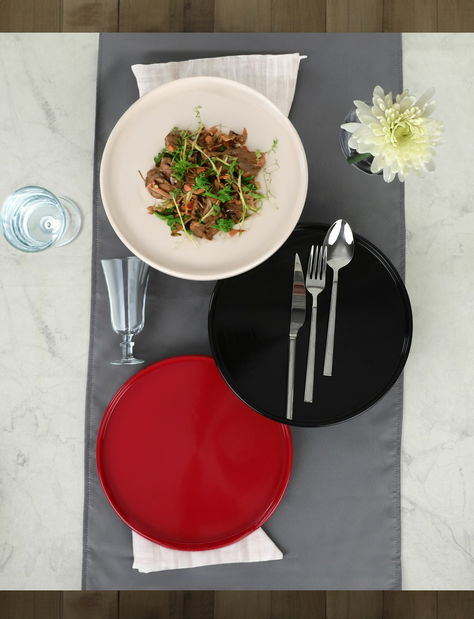 Set farfurii (6 buc.) Smooth (Negru + Roșu + Alb)