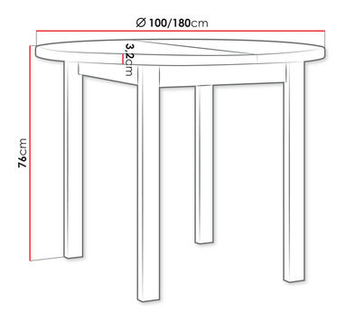 Masă sufragerie extensibilă Messas 100 180 IV (Alb) (pentru 2-8 persoane)