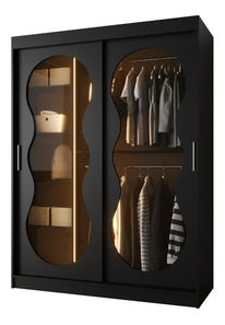 Ruhásszekrény 150 cm Boomer 3 (fekete) (világítással)