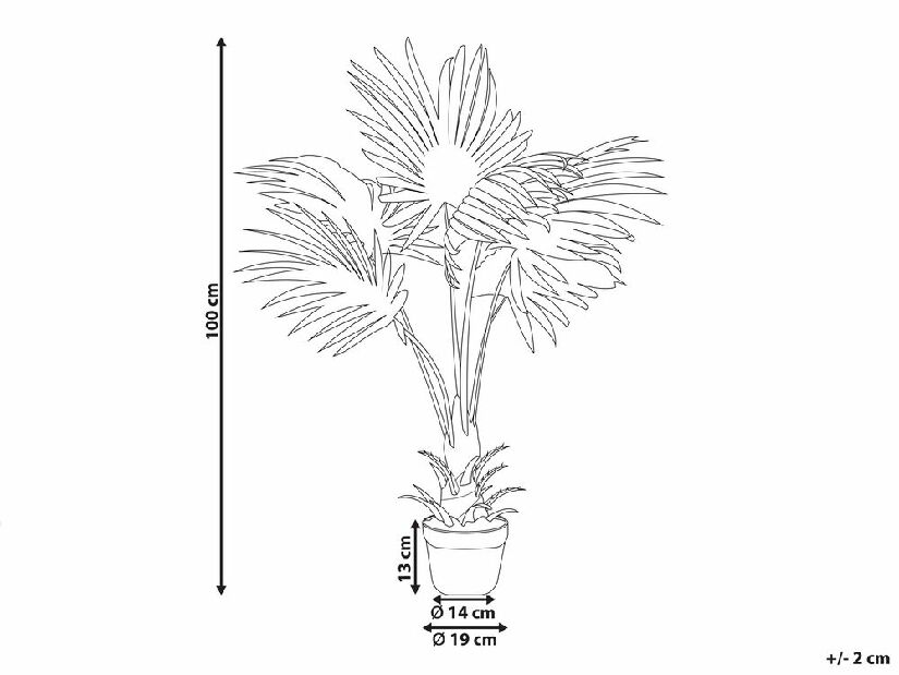 Umelá rastlina v kvetináči 100 cm Palma (zelená)