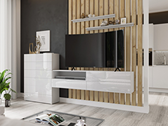 Mobilier living Berny 54 (alb + Alb lucios)