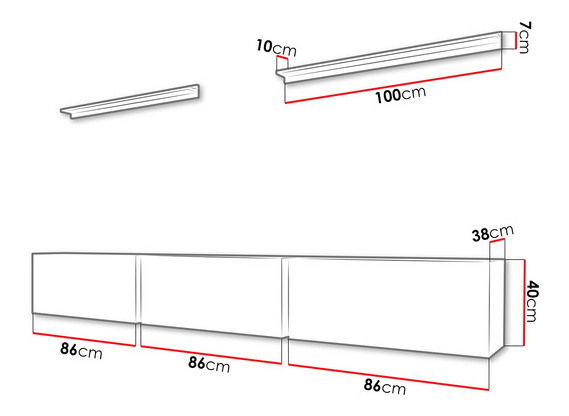Mobilier living Otharix VI (Alb + Alb lucios) (fără picioare)