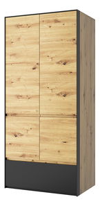 Dulap de haine Bobbie (Stejar artisan + negru)