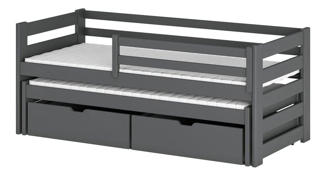 Detská posteľ 90 x 200 cm Keith (s roštom a úl. priestorom) (grafit)