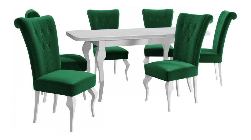 Set sufragerie (pentru 6 persoane) Jundia ST63 (verde închis + alb)