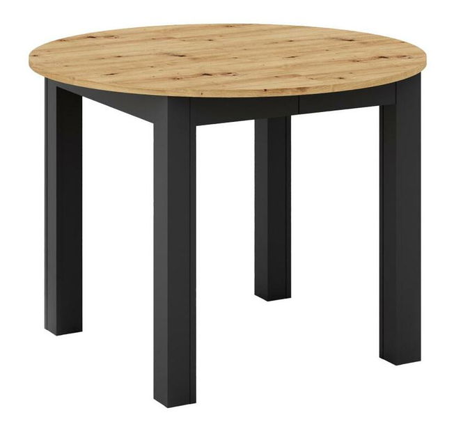 Masă sufragerie Haroldy (pentru 4 persoane) (stejar artisan + negru)