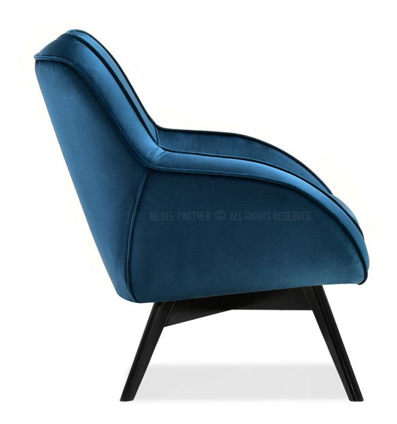 Dizájnos fotel Merch (sötétkék + bükk)