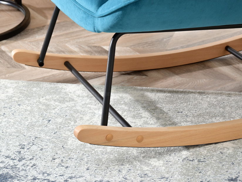 Kreslo Bertie (tyrkysová + buk čierny)