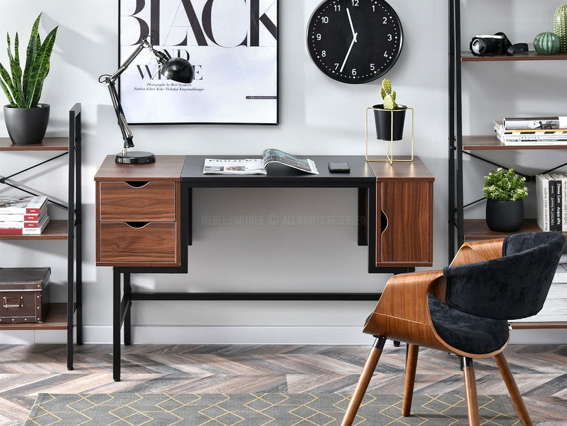 PC stolík Laft (orech tmavý + čierna)