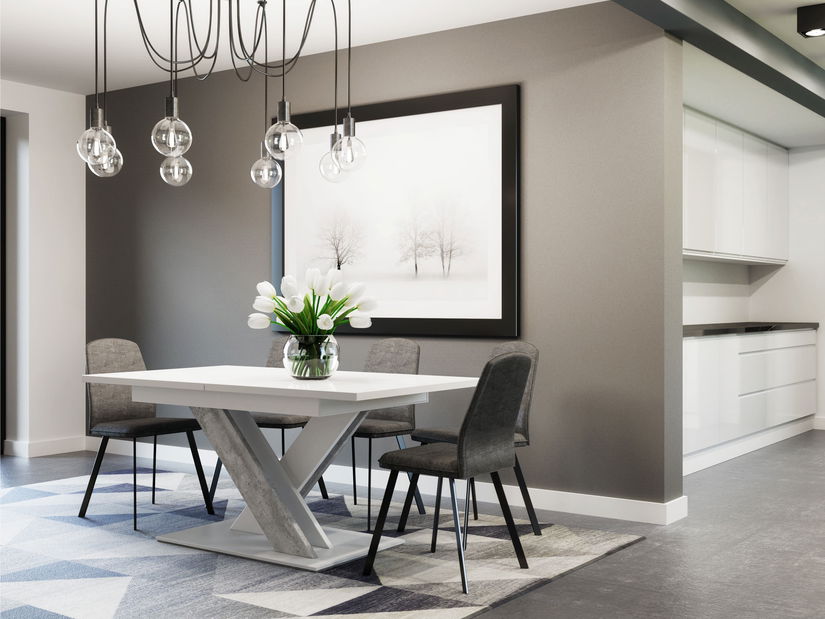 Étkezőasztal Barax (fehér + kő) (6-8 fő részére)