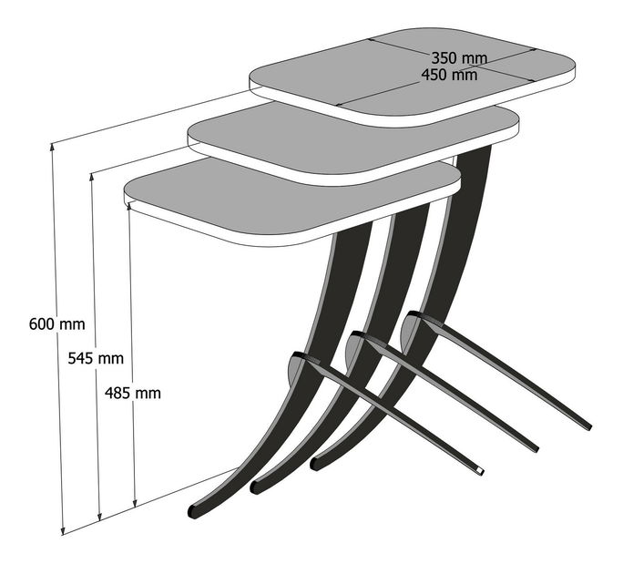Set măsuțe de cafea Peony (Negru)