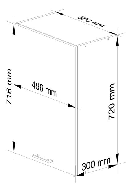 Dulap superior de bucătărie Ozara W50 H720 (alb + Alb lucios) *resigilat