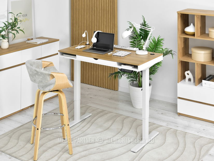 PC asztal Osto 120 (fehér tölgy + fehér)