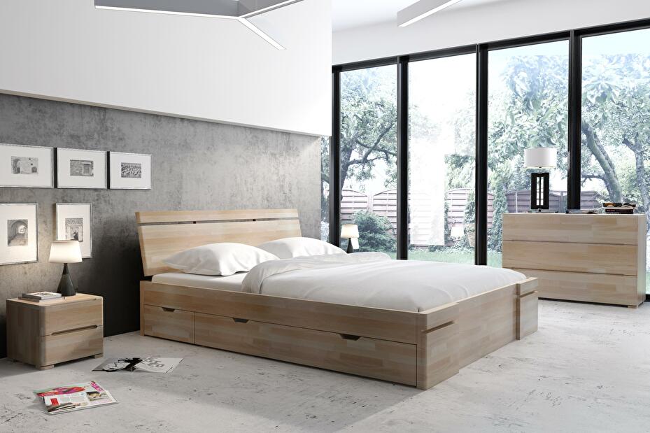 Manželská posteľ 140 cm Naturlig Bavergen Maxi DR (buk) (s roštom a úl. priestorom)