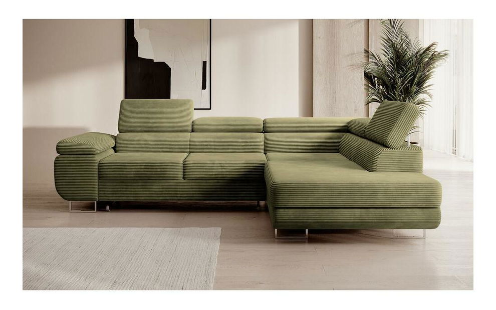 Sarokkanapé Stiletto (J) (oliva + ezüst)