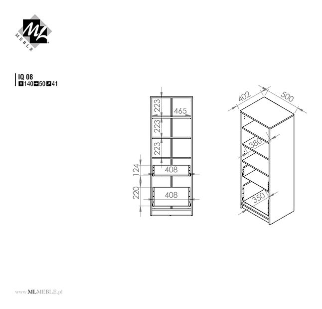 Policová skriňa IQ 08 (púdrová)