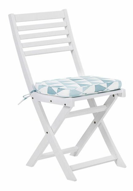 Bistro sada FIJI (masív) (biela) (s modrými vankúšmi)