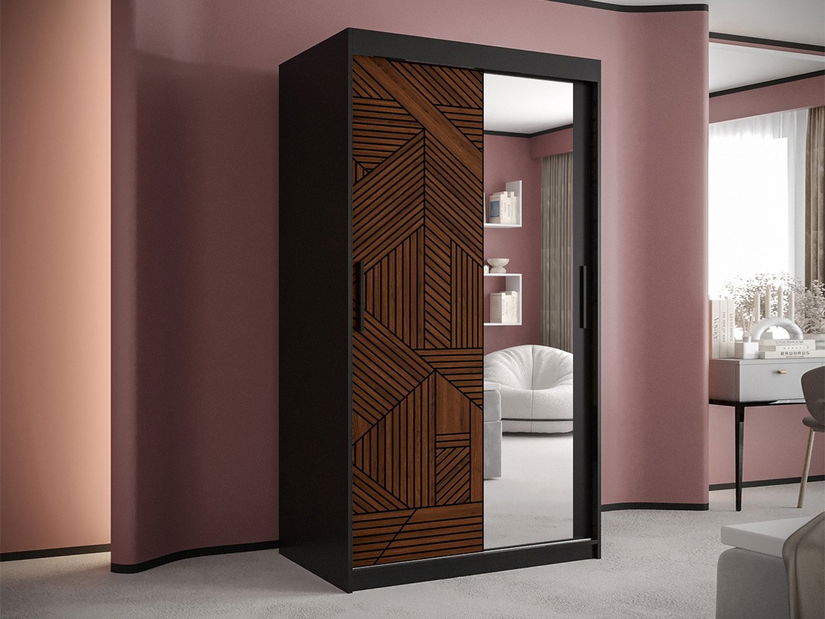 Ormar za garderobu Monte 1 (crna + tamni orah)