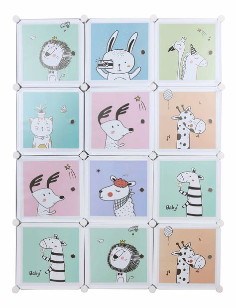 Dulap modular copii Eleanor (gri + motiv pentru copii)