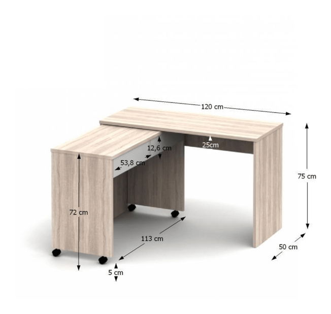 PC stolić Perto New Hrast sonoma+Bijela 