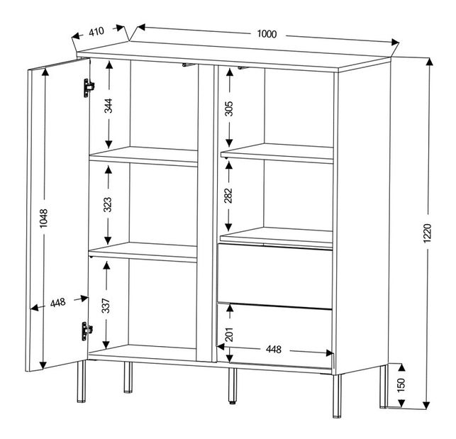 Komoda Munkki 1 (bijela + crna)
