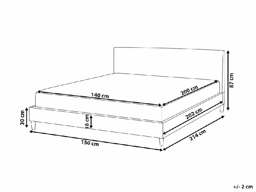 Franciaágy 140 cm Infernus Bonell (világosszürke) (ágyráccsal és matraccal, és tárolóhellyel)