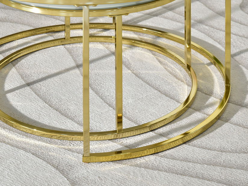 Konferenčný stolík Grande (biely mramor + zlatá)