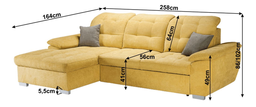 Rohová sedačka Evange (horčicová) (L)