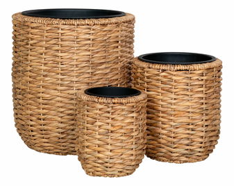 Set de 3 ghivece de flori din răchită Hanelia (natural)