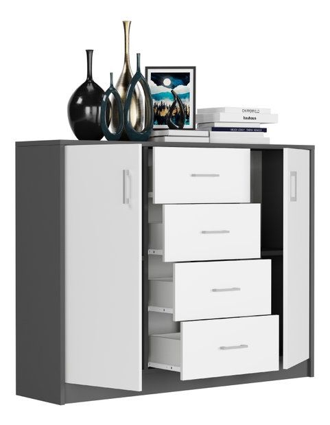 Komoda Unedia (antracit + biela)