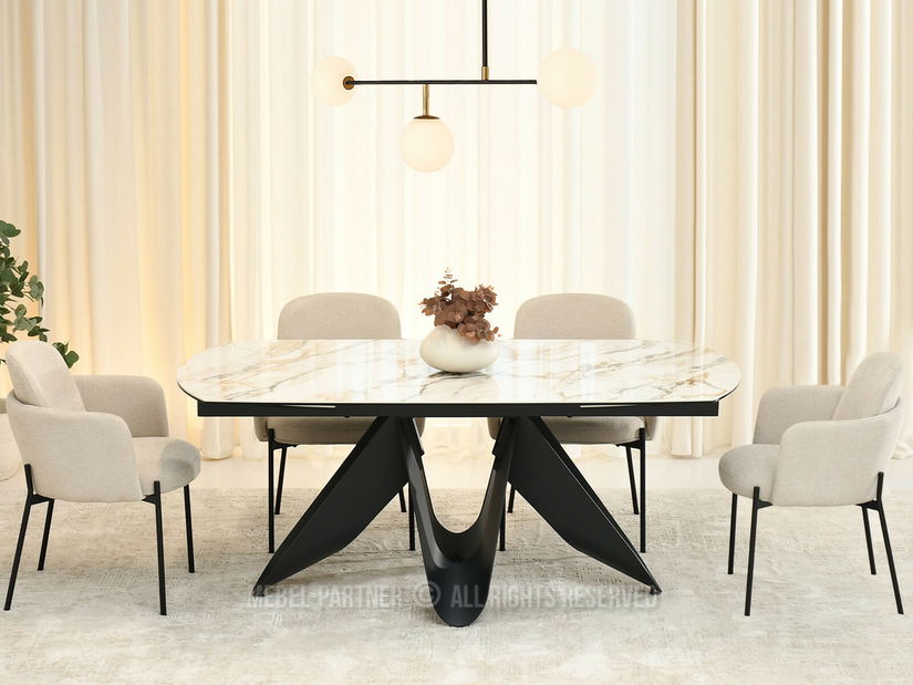 Masă sufragerie Preparan (marmură + negru)