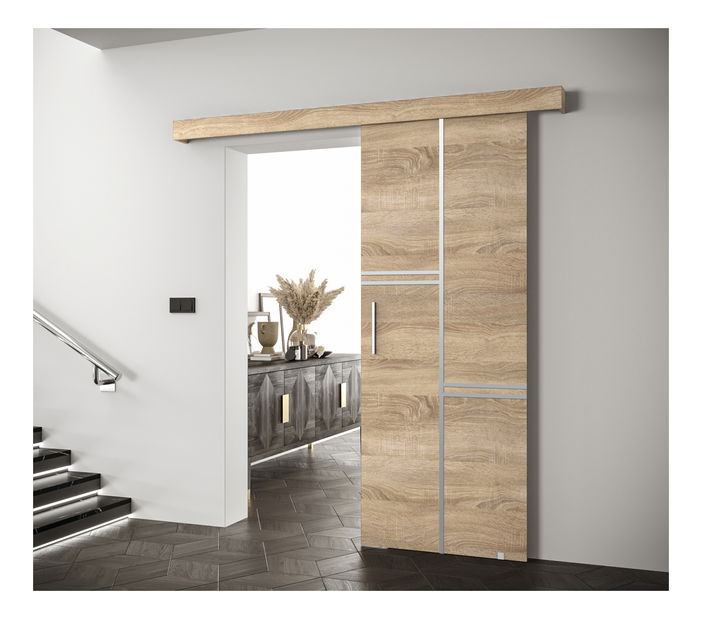 Uși culisante 90 cm Sharlene VIII (stejar sonoma + stejar sonoma + argintiu)
