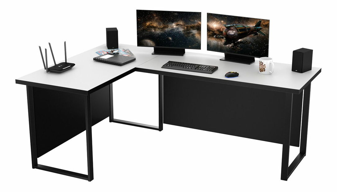 Kutni pc stolić Vintid (bijela + crna) *outlet moguća oštećenja