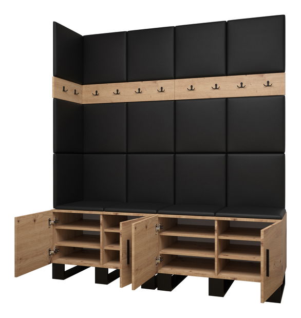 Set mobilier pentru hol Amanda 12 (Stejar artisan + verde)