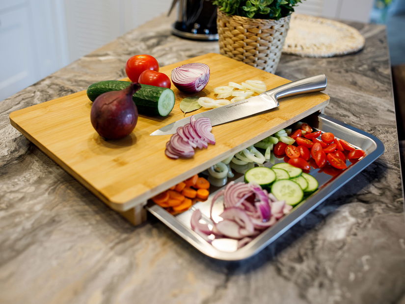 Doska na krájanie so zásuvkou Tarosh 1 (bambus + oceľ)