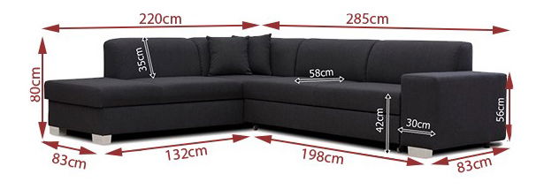 Rohová sedačka Dan (čierna) (L)