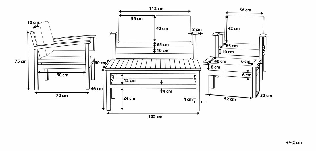 Kerti ülőgarnitúra Maleno (sötétszürke) (akácia)