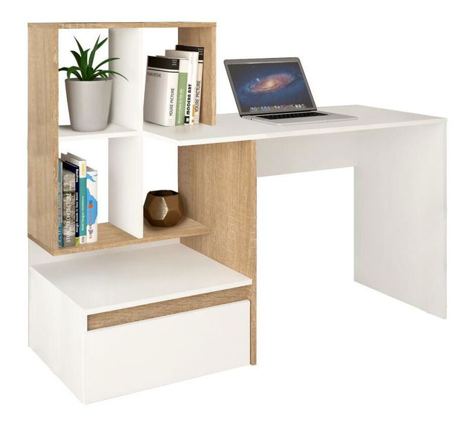 PC stolík Eugenika (biela + dub sonoma)