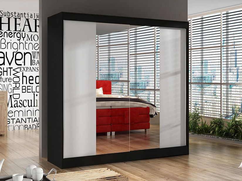 Ruhásszekrény Birdie 2 (fekete + fehér)