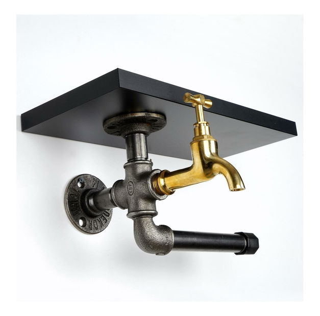 Držiak na toaletný papier Nenanu 40 (čierna + strieborná) 