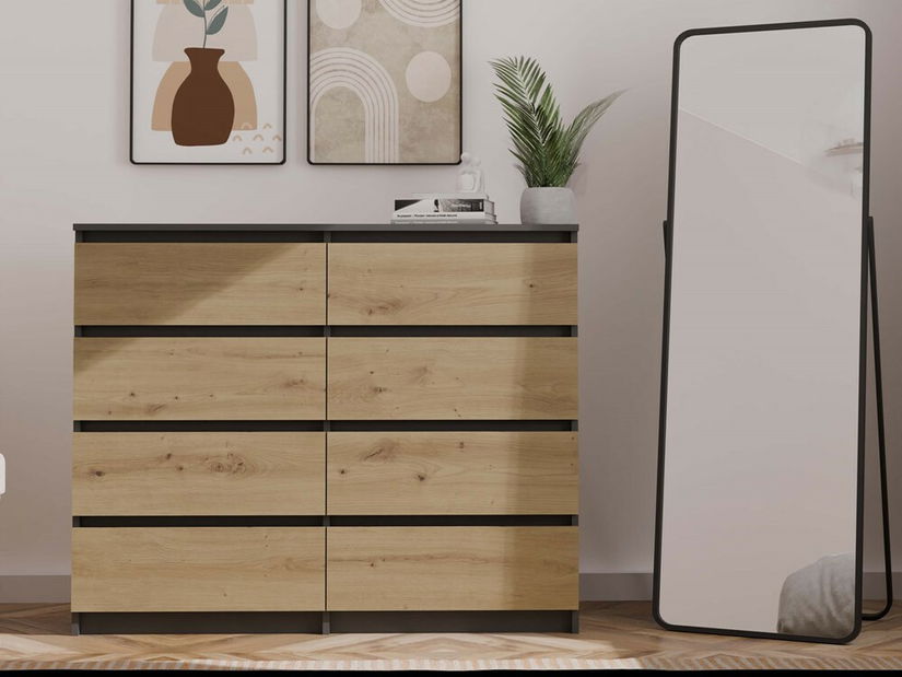 Comodă Musecalo 7 120 (antracit + stejar artisan)