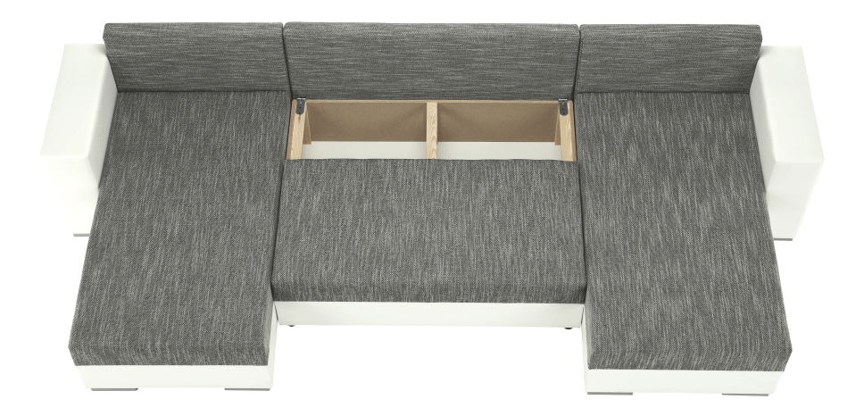 Rohová sedačka v tvare U Esa (biela + sivá)