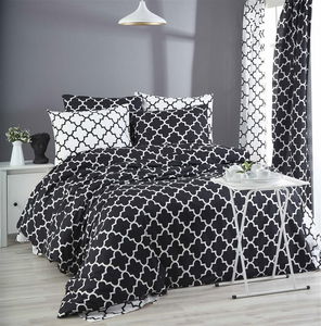 Lenjerie pat 160 x 220 cm Madaline (Negru + Alb)